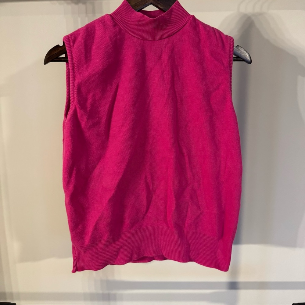 Bedford Fair Sleeveless Pink Women's Mock Neck Sweater